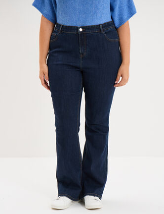 Jean flare 5 poches taille haute denim brut femme grande taille