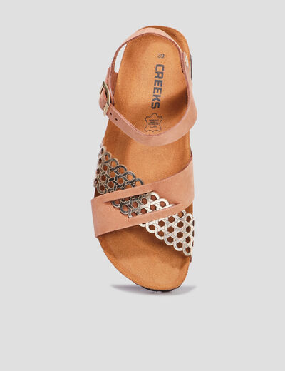Sandales brides croisées en cuir Creeks marron femme
