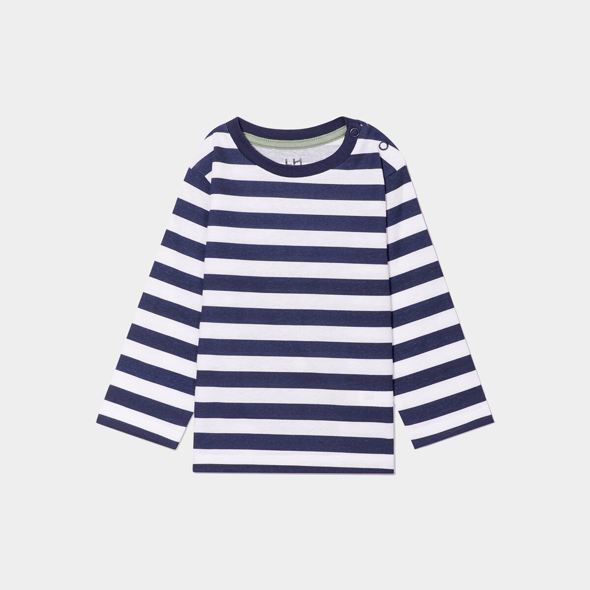 T-shirt col rond manches longues coton bleu marine bébé garçon