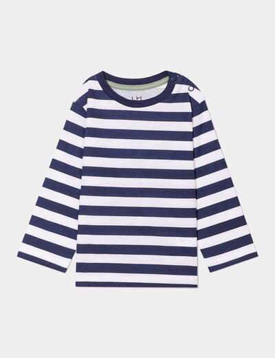 T-shirt col rond manches longues coton bleu marine bébé garçon