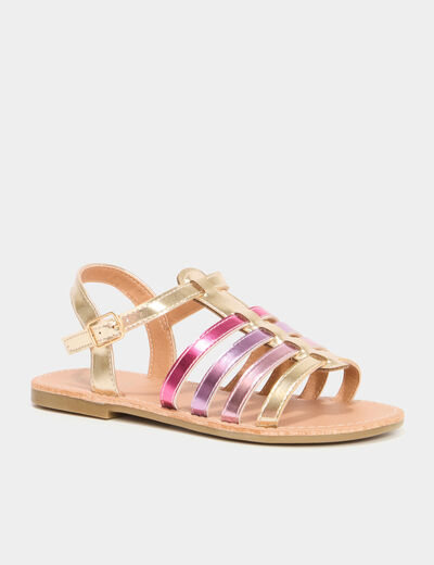 Sandales plates avec brides multicolore fille