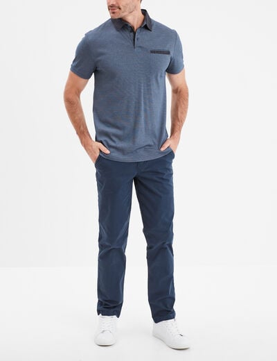 Polo droit manches courtes 1 poche buste bleu foncé homme