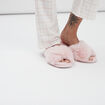 Chaussons mules fausse fourrure rose femme