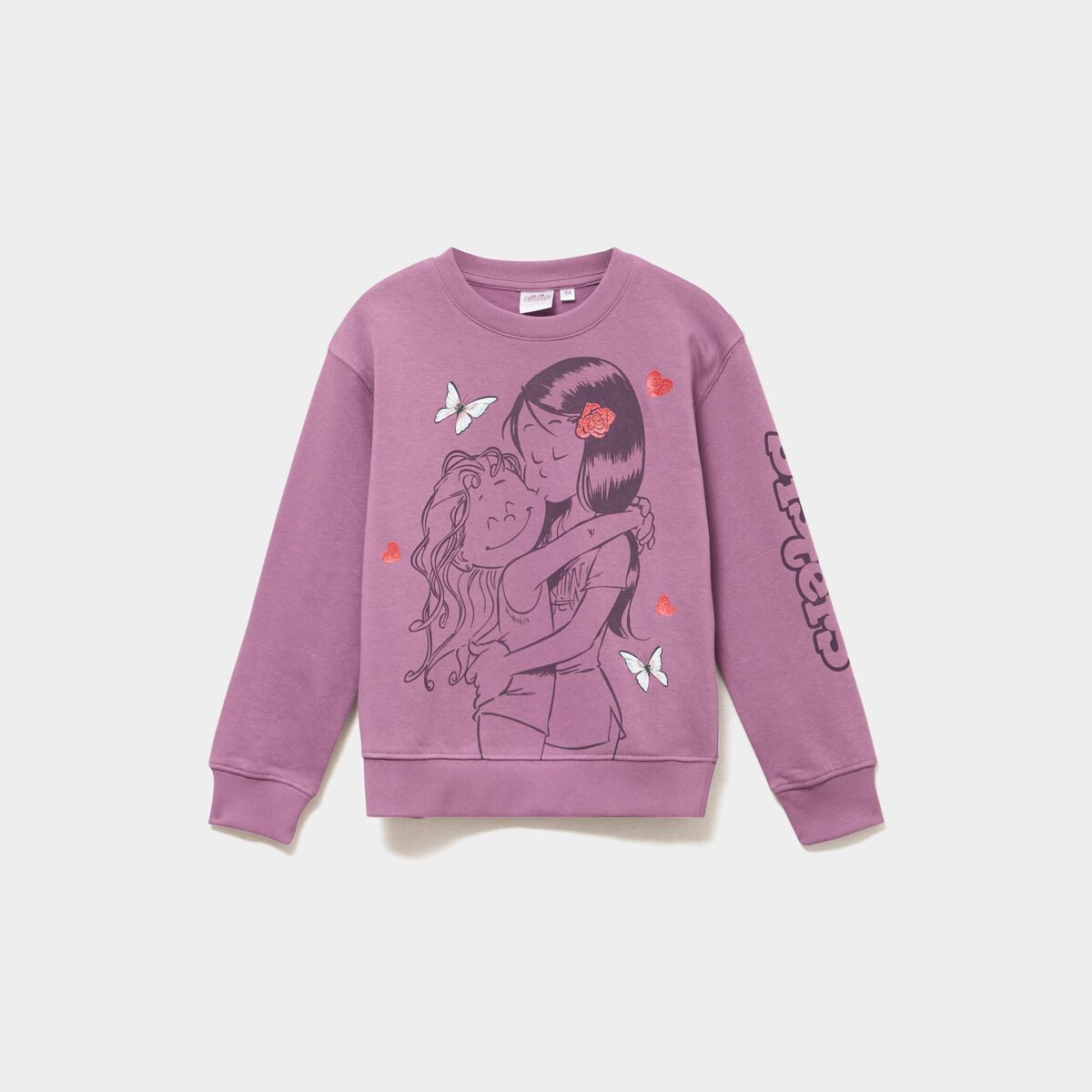 Sweat col rond Les Sisters violet fille