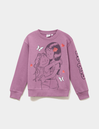 Sweat col rond Les Sisters violet fille