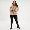 Manteau fausse fourrure col montant beige femme grande taille