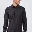 Chemise ajustée col italien noir homme