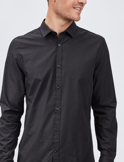 Chemise ajustée col italien noir homme