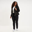 Blouson zipp&eacute; effet su&eacute;dine style biker noir femme grande taille
