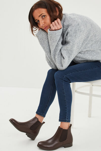Bottines élastiquées plates marron femme