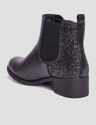 Bottines chelsea à paillettes noir femme