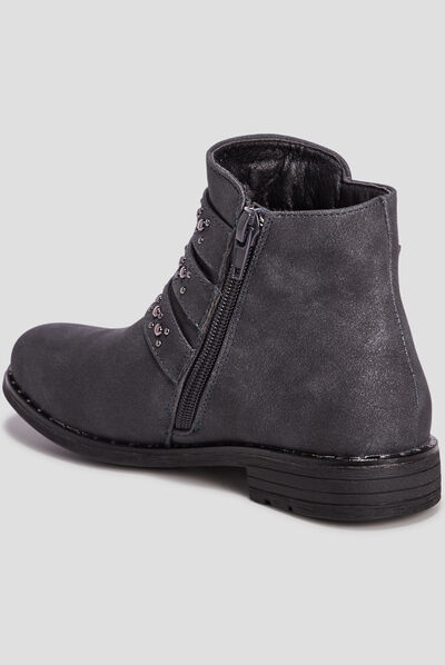 Bottines avec brides gris fille