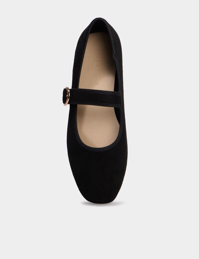 Ballerine femme su&eacute;dine &agrave; bride noir femme