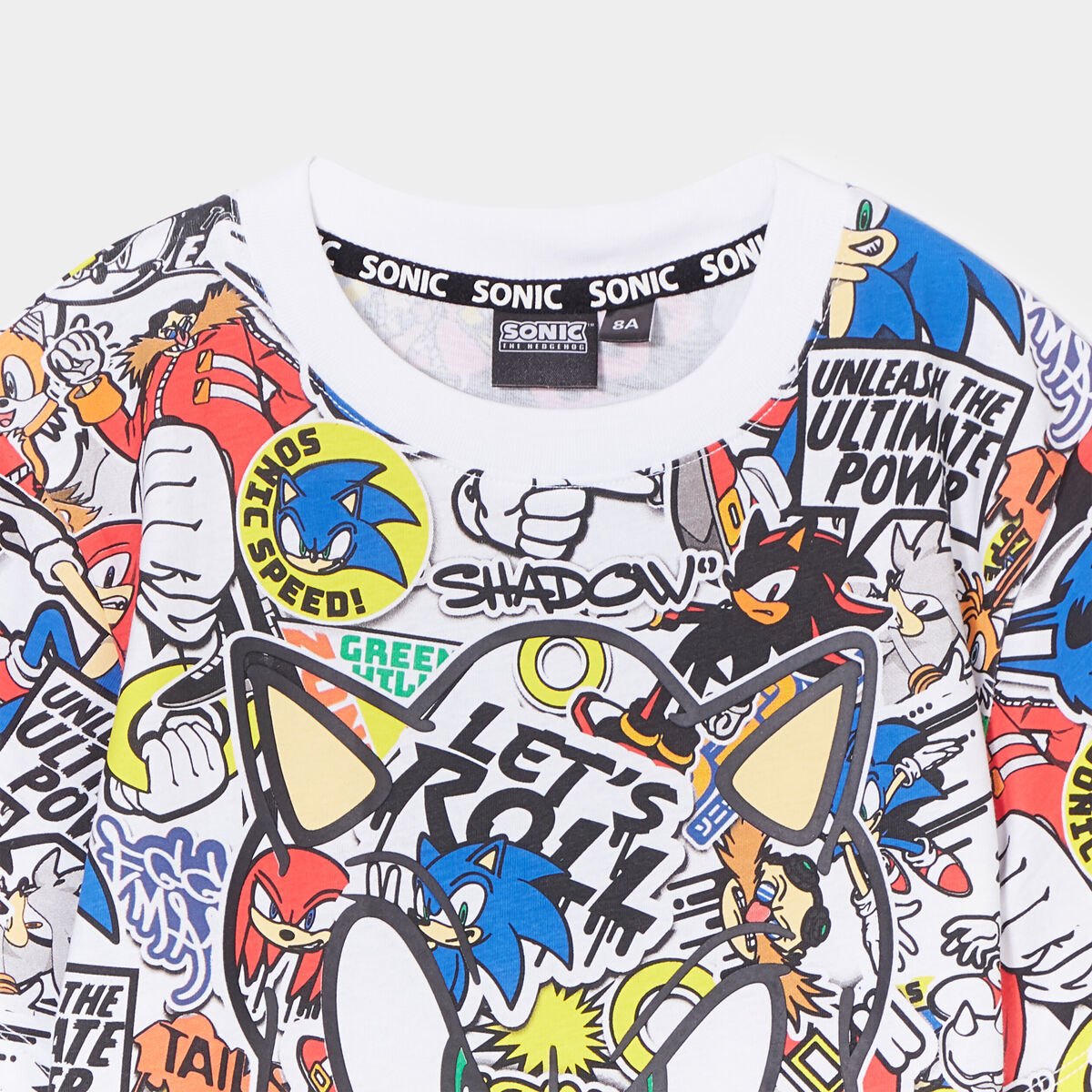 T-shirt col rond manches courtes Sonic multicolore gar&ccedil;on