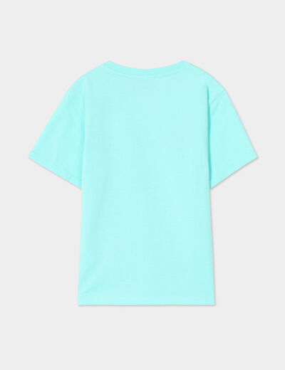 T-shirt manches courtes coton Vaiana vert turquoise fille