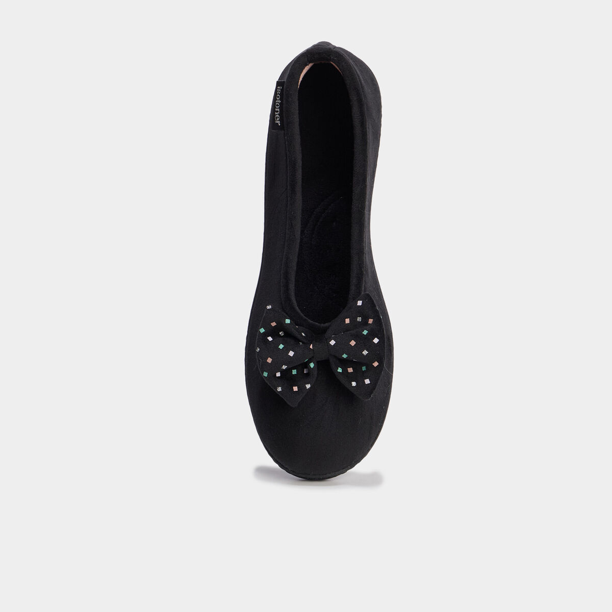 Chaussons ballerines effet velours vert anis femme