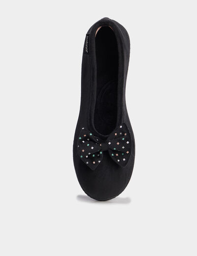 Chaussons ballerines effet velours vert anis femme