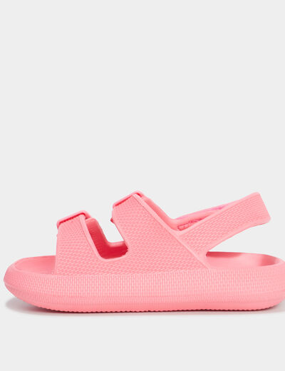 Mules de plage avec boucles rose fille