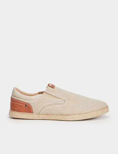 Slip-on confort toile effet espadrille sable homme