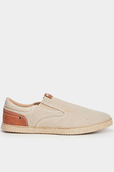 Slip-on confort toile effet espadrille sable homme