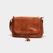Sac besace en bandouli&egrave;re marron cognac femme