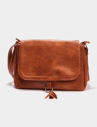 Sac besace en bandoulière marron cognac femme