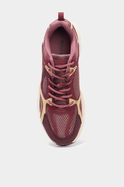 Baskets running &agrave; lacets bordeaux femme