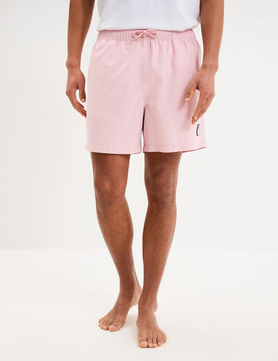 Short de bain droit taille &eacute;lastiqu&eacute;e rose homme