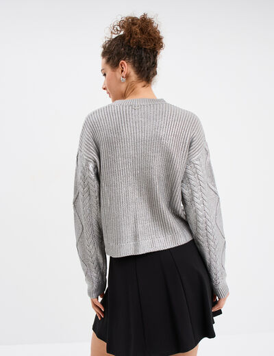 Pull irisé à torsades Liberto gris argent femme