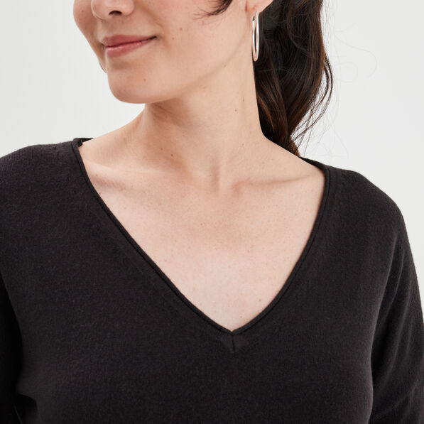 pull col en v manches longues noir femme Pull col en V manches longues noir femme