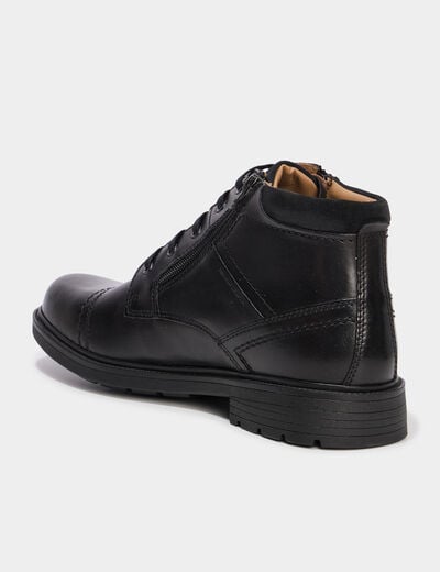 Bottines montantes zipp&eacute;es en cuir noir homme