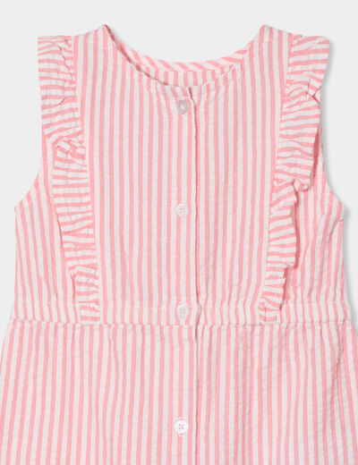 Combishort manches volants coton rose corail bébé fille