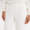 Pantalon effet polaire d&eacute;tails torsades blanc femme