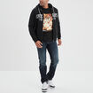 Sweat zipp&eacute; &agrave; capuche molleton doubl&eacute; noir homme