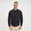 Surchemise en jean coton d&eacute;lav&eacute; gris fonc&eacute; homme