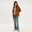 Veste effet su&eacute;dine boutonn&eacute;e camel femme