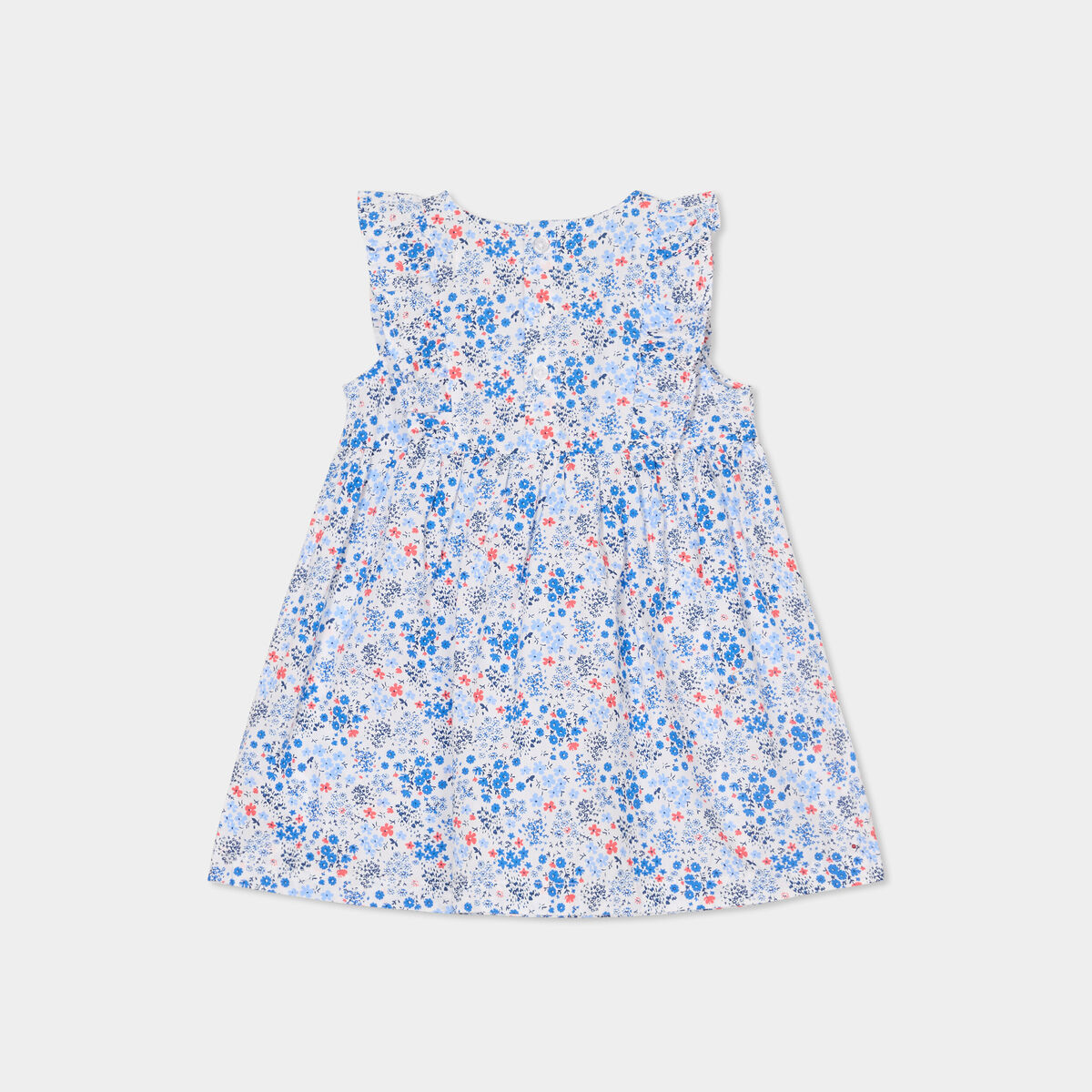 Robe patineuse avec volants coton Creeks ecru bébé fille
