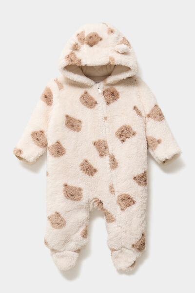 Combinaison pilote effet fausse fourrure creme b&eacute;b&eacute;