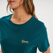T-shirt col rond manches courtes vert fonc&eacute; femme