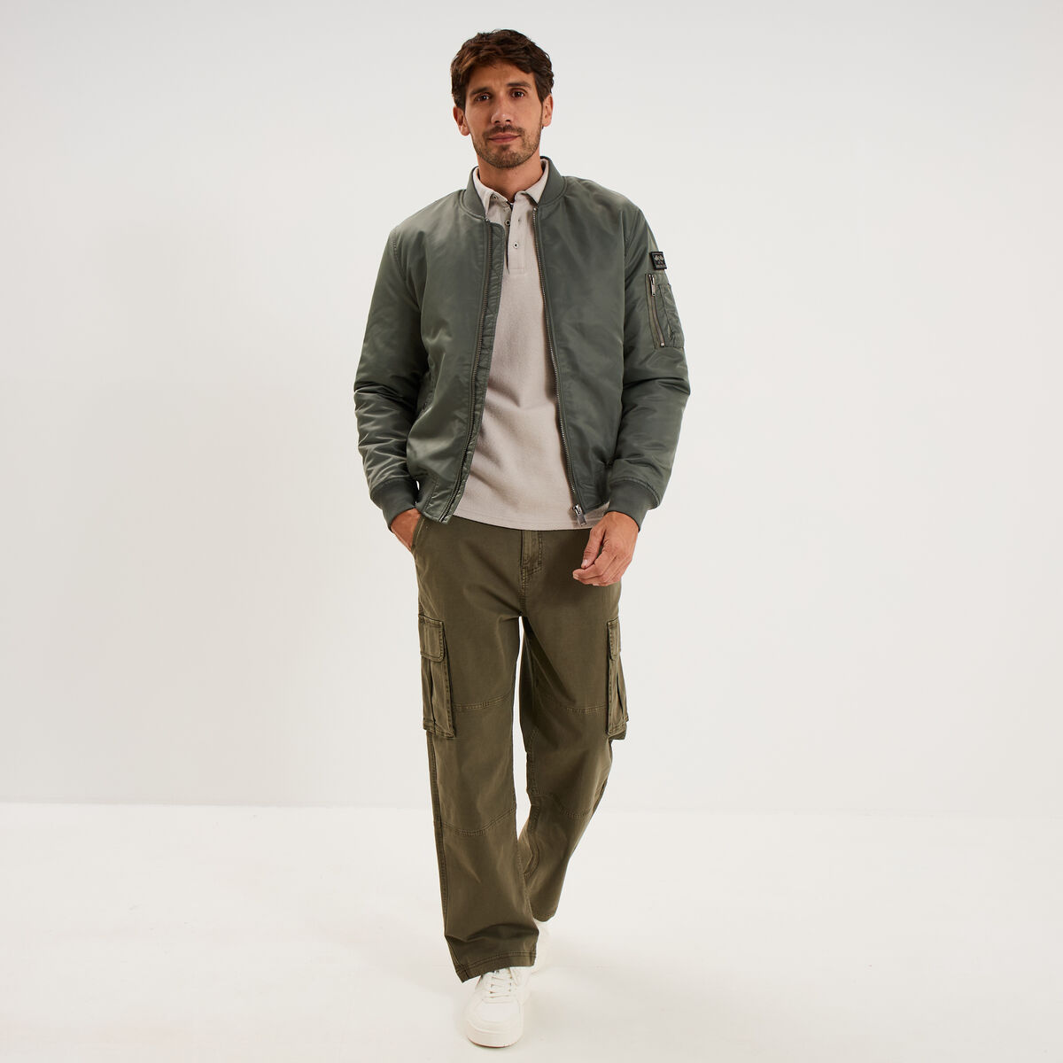 Blouson bomber d&eacute;perlant Liberto gris homme