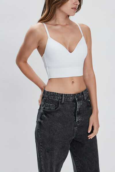 Brassière microfibre à coque blanc femme