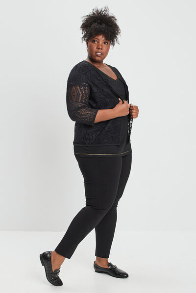 Gilet manches 3/4 noir femme grande taille