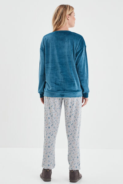 Ensemble pyjama en velours Harry Potter bleu canard femme