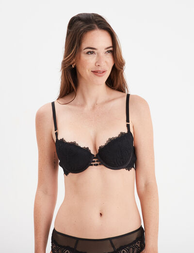 Soutien-gorge corbeille paddé dentelle noir femme