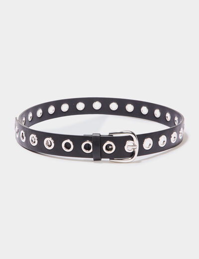 Ceinture avec oeillets noir femme