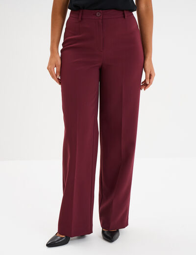 Pantalon droit avec pinces violet foncé femme