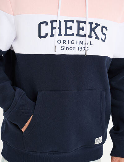 Sweat hoodie en molleton 1 poche rose pastel homme