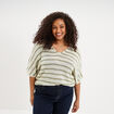 Pull manches 3/4 col en V vert clair femme grande taille
