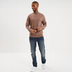 Pull col montant manches longues gris homme
