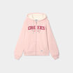 Sweat &agrave; capuche doublure effet sherpa rose poudr&eacute;e femme